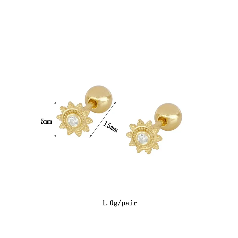 1 Pair Ig Style French Style Modern Style Round Plating Inlay Copper Pearl Zircon 18k Gold Plated Ear Cuffs Earrings Ear Studs display picture 4