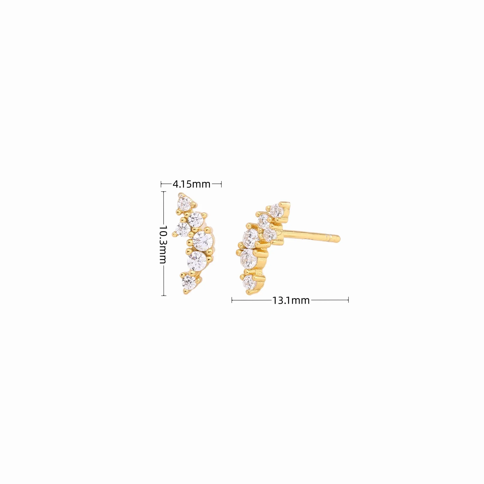 1 Pair Ig Style Korean Style Geometric Inlay Sterling Silver Zircon Ear Studs display picture 2