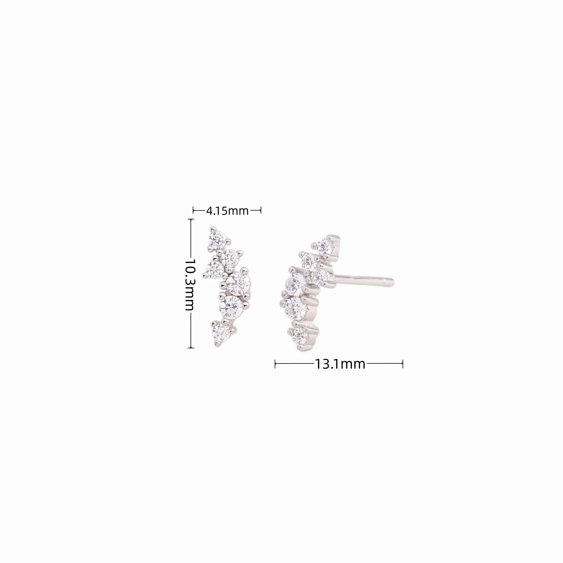 1 Pair Ig Style Korean Style Geometric Inlay Sterling Silver Zircon Ear Studs display picture 4