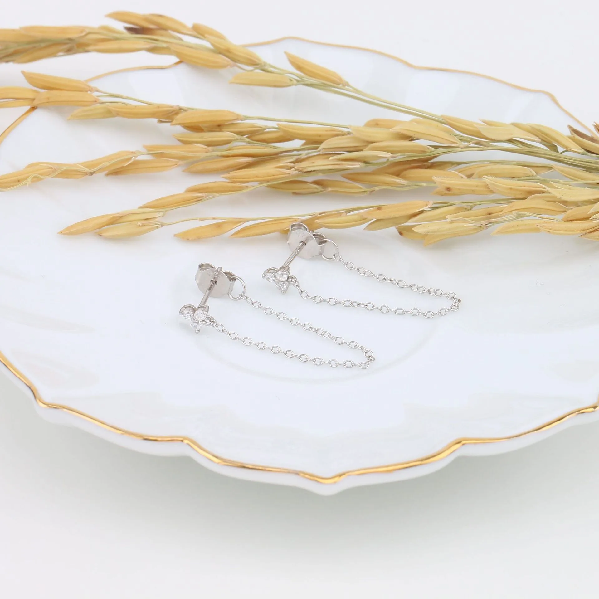 1 Pair 925 Sterling Silver Printing Drop Earrings display picture 8