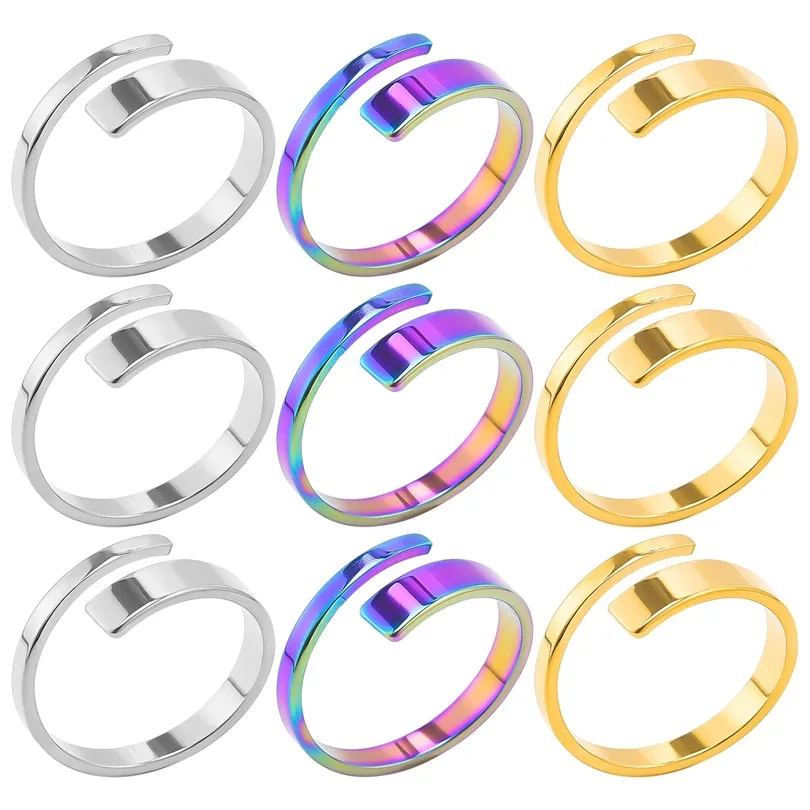 Wholesale Jewelry Commute Solid Color 304 Stainless Steel 18K Gold Plated Polishing Open Rings display picture 1