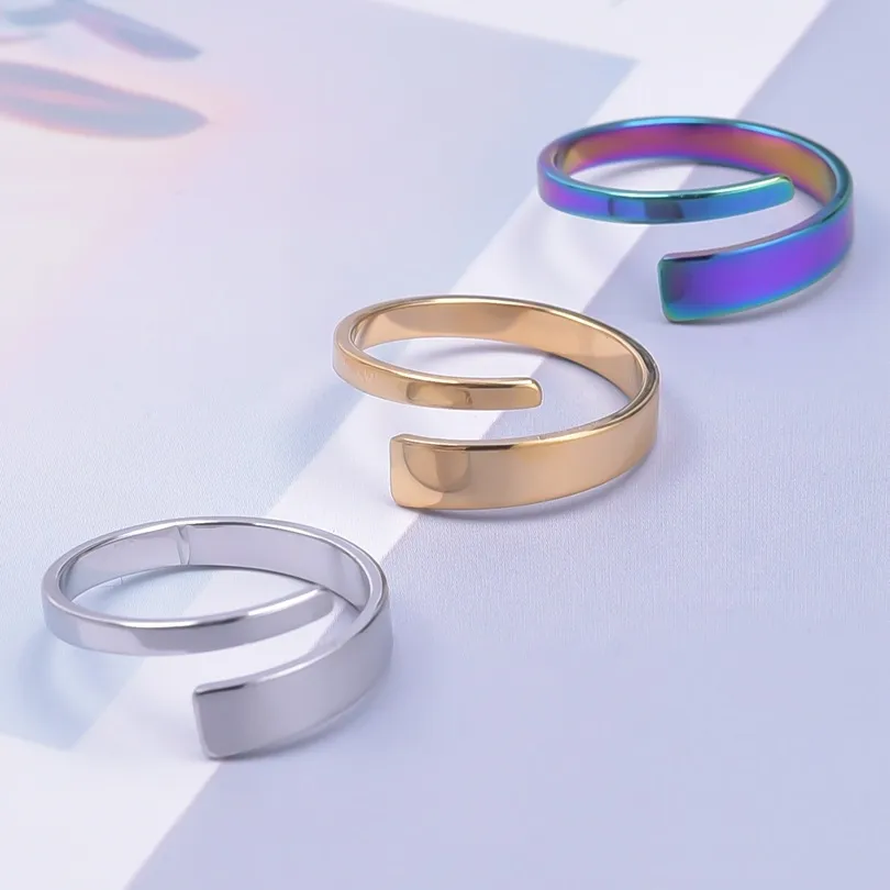 Wholesale Jewelry Commute Solid Color 304 Stainless Steel 18K Gold Plated Polishing Open Rings display picture 2