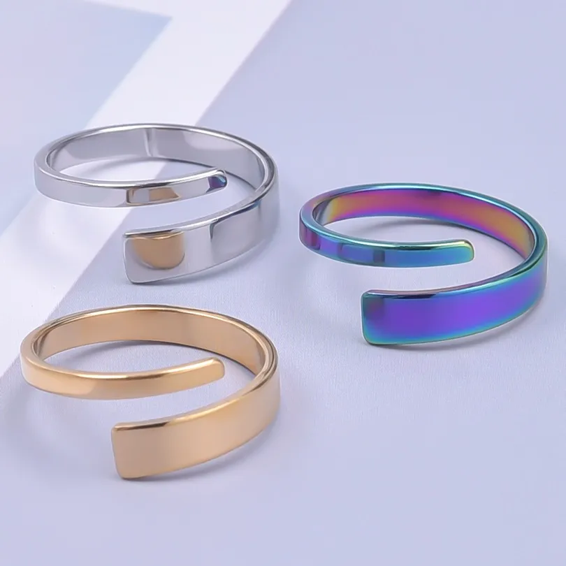 Wholesale Jewelry Commute Solid Color 304 Stainless Steel 18K Gold Plated Polishing Open Rings display picture 3