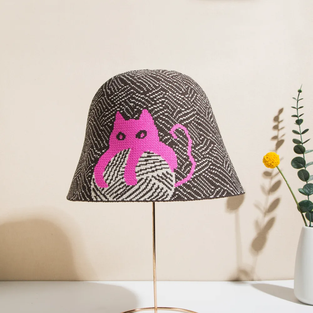 Unisex Ig Style Casual Cat Eaveless Bucket Hat display picture 6