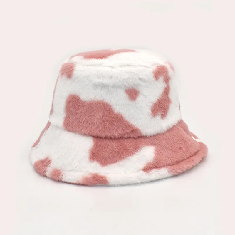 New Autumn And Winter Dairy Pattern Fisherman Hat Women's Plush Warm Hat Korean Style Cyber Celebrity Black And White Striped Basin Hat Trendy display picture 10
