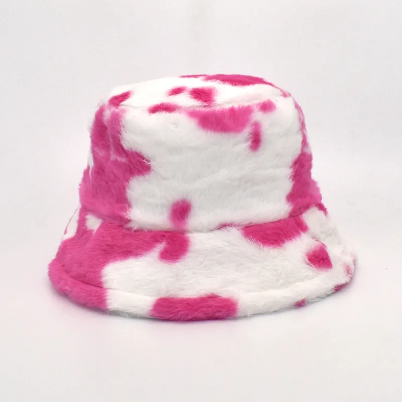 New Autumn And Winter Dairy Pattern Fisherman Hat Women's Plush Warm Hat Korean Style Cyber Celebrity Black And White Striped Basin Hat Trendy display picture 6