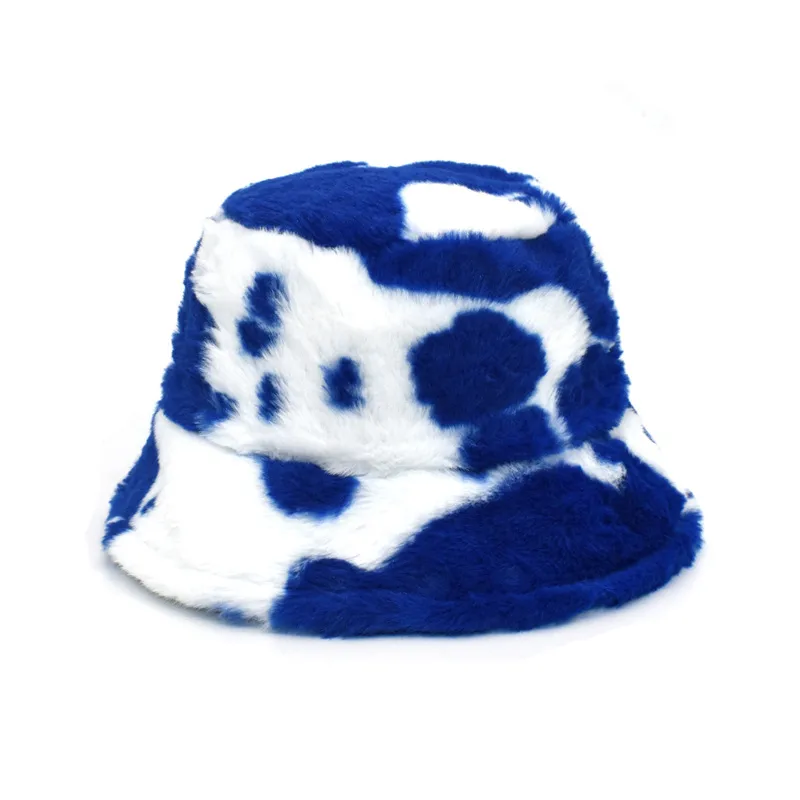 New Autumn And Winter Dairy Pattern Fisherman Hat Women's Plush Warm Hat Korean Style Cyber Celebrity Black And White Striped Basin Hat Trendy display picture 7