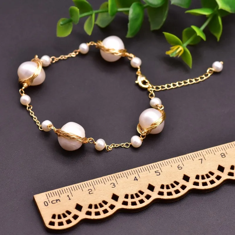 Original Design Geometric Freshwater Pearl Copper Plating Pearl 18k Gold Plated Bracelets display picture 6