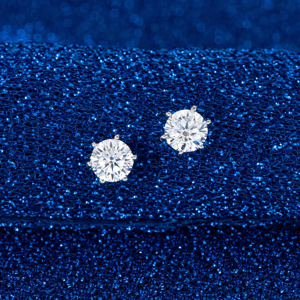 1 Pair Simple Style Geometric Plating Inlay Sterling Silver Zircon White Gold Plated Ear Studs display picture 4