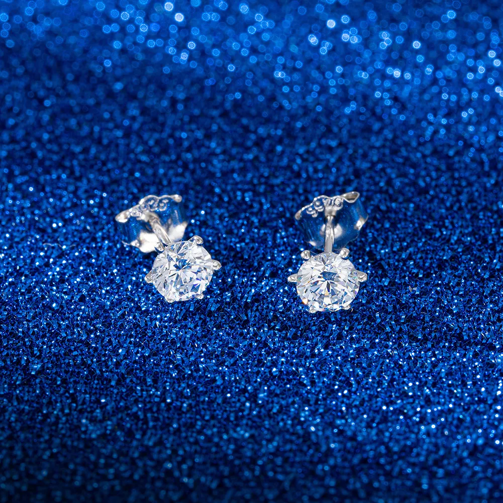 1 Pair Simple Style Geometric Plating Inlay Sterling Silver Zircon White Gold Plated Ear Studs display picture 3