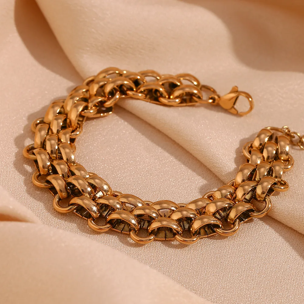 Wholesale Jewelry Simple Style Solid Color 304 Stainless Steel 18K Gold Plated Plating Bracelets Necklace display picture 9