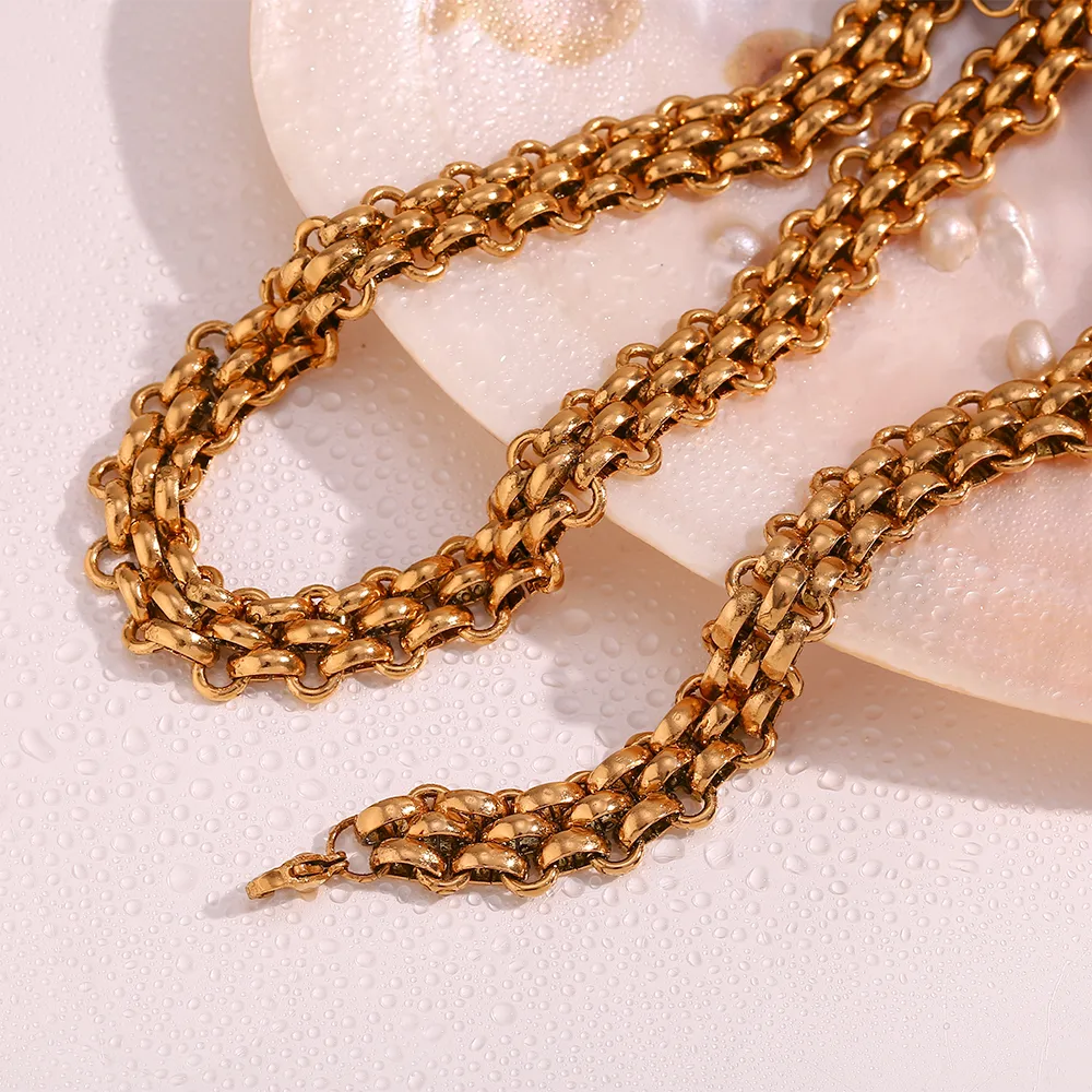 Wholesale Jewelry Simple Style Solid Color 304 Stainless Steel 18K Gold Plated Plating Bracelets Necklace display picture 8