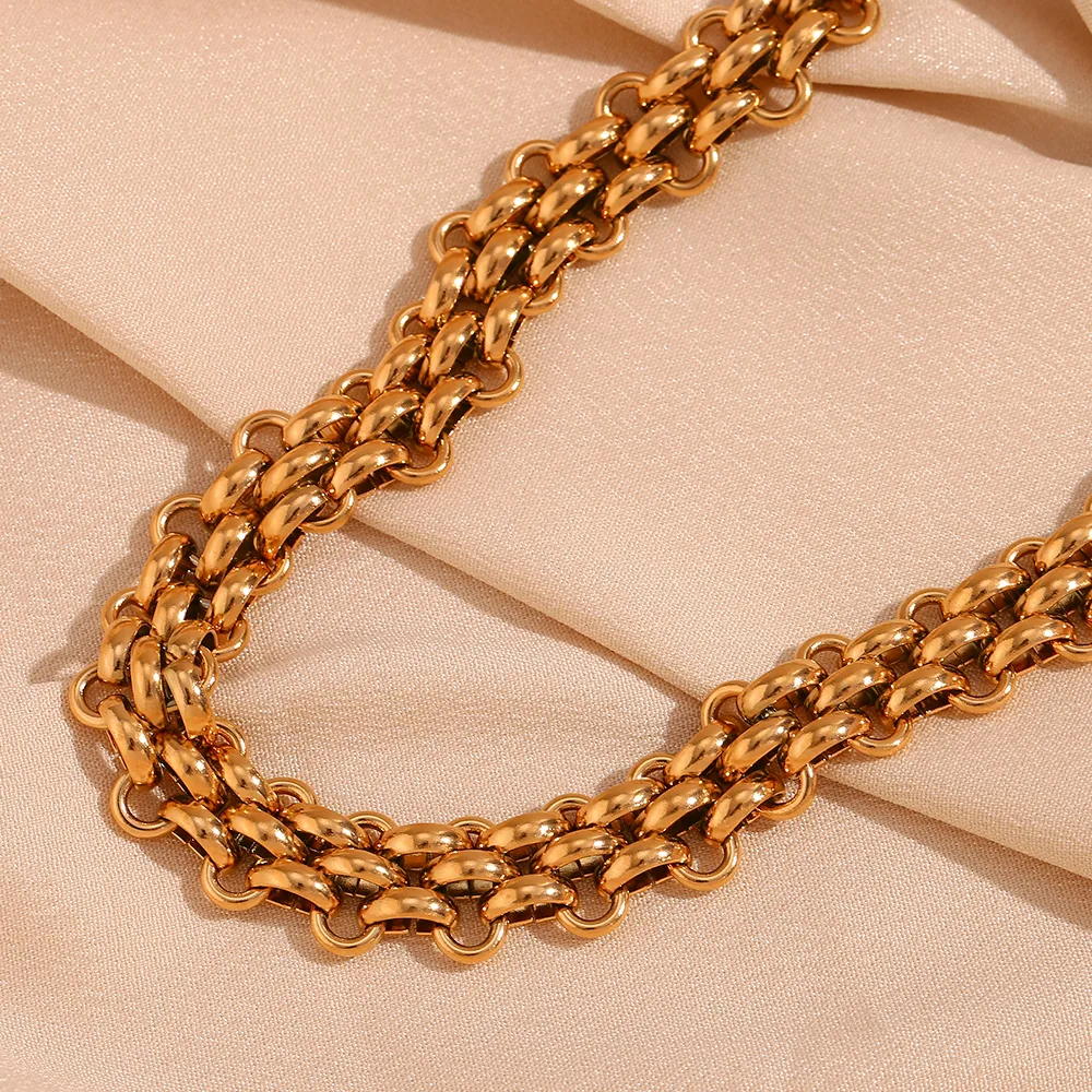 Wholesale Jewelry Simple Style Solid Color 304 Stainless Steel 18K Gold Plated Plating Bracelets Necklace display picture 13