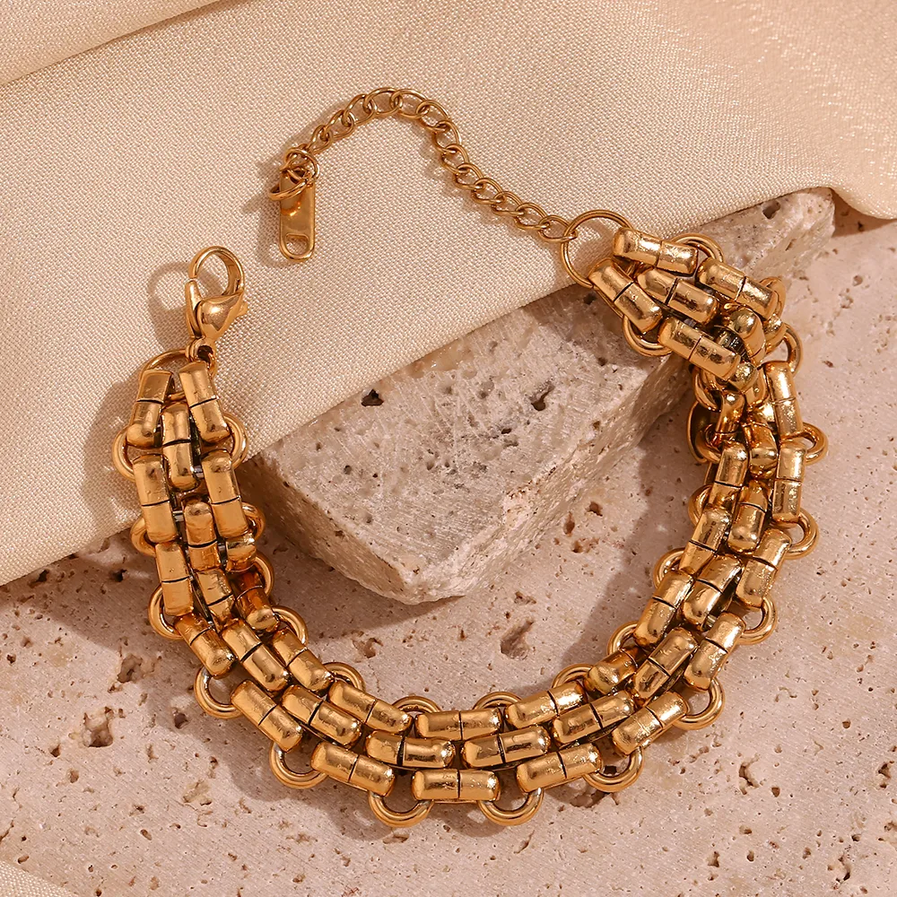Wholesale Jewelry Simple Style Solid Color 304 Stainless Steel 18K Gold Plated Plating Bracelets Necklace display picture 14