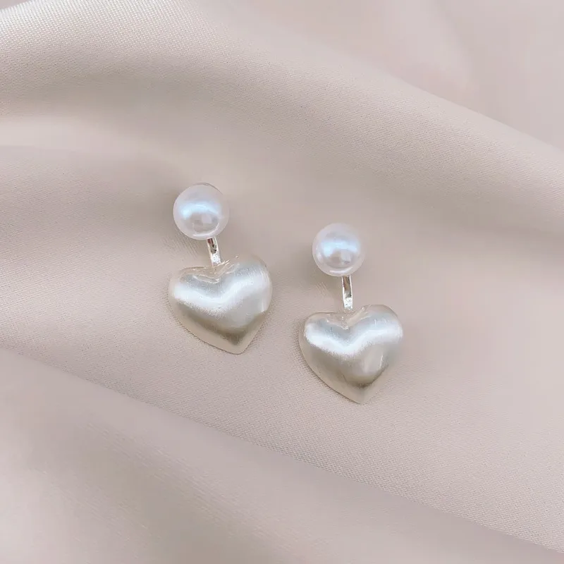 1 Pair 2 Pairs Simple Style Heart Shape Plating Inlay Alloy Pearl Drop Earrings display picture 2