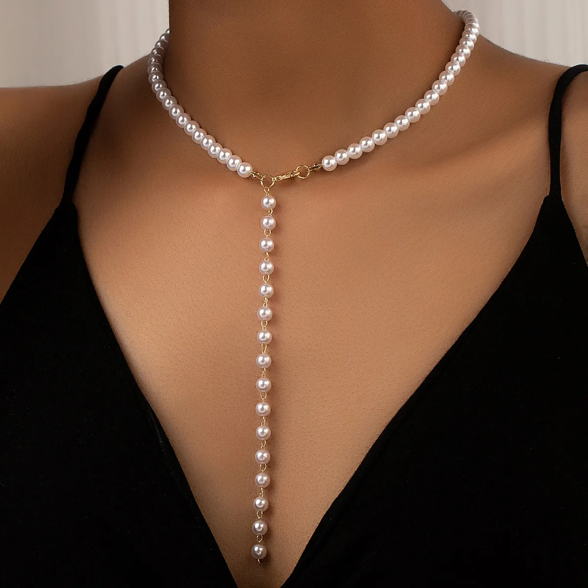 Lady Pearl Alloy Beaded Tassel Plating Women's Pendant Necklace display picture 2