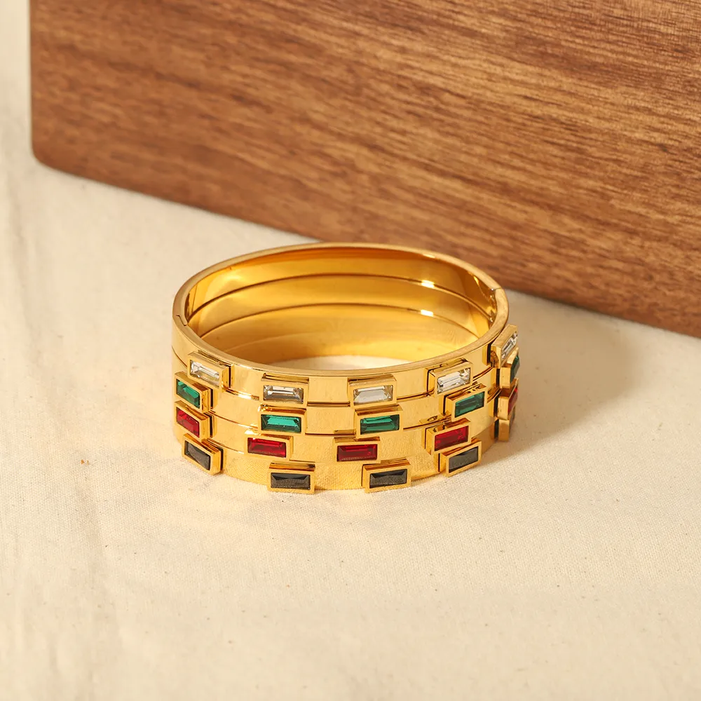 Vintage Style Simple Style Circle Color Block 304 Stainless Steel Bangle In Bulk display picture 2