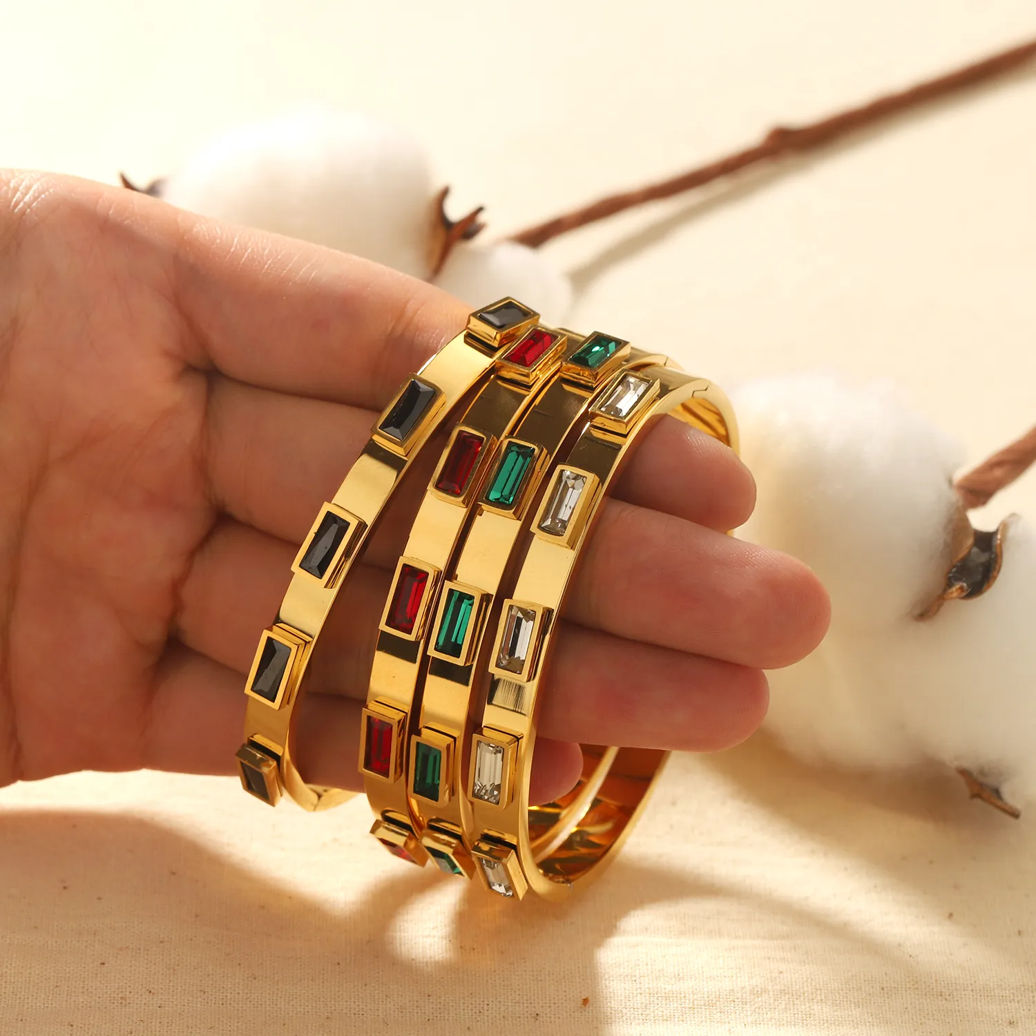 Vintage Style Simple Style Circle Color Block 304 Stainless Steel Bangle In Bulk display picture 3