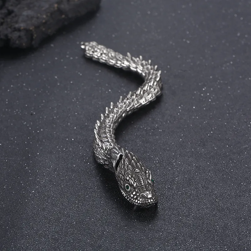 Hip-Hop Rock Solid Color Dragon Stainless Steel 18K Gold Plated Bracelets In Bulk display picture 10