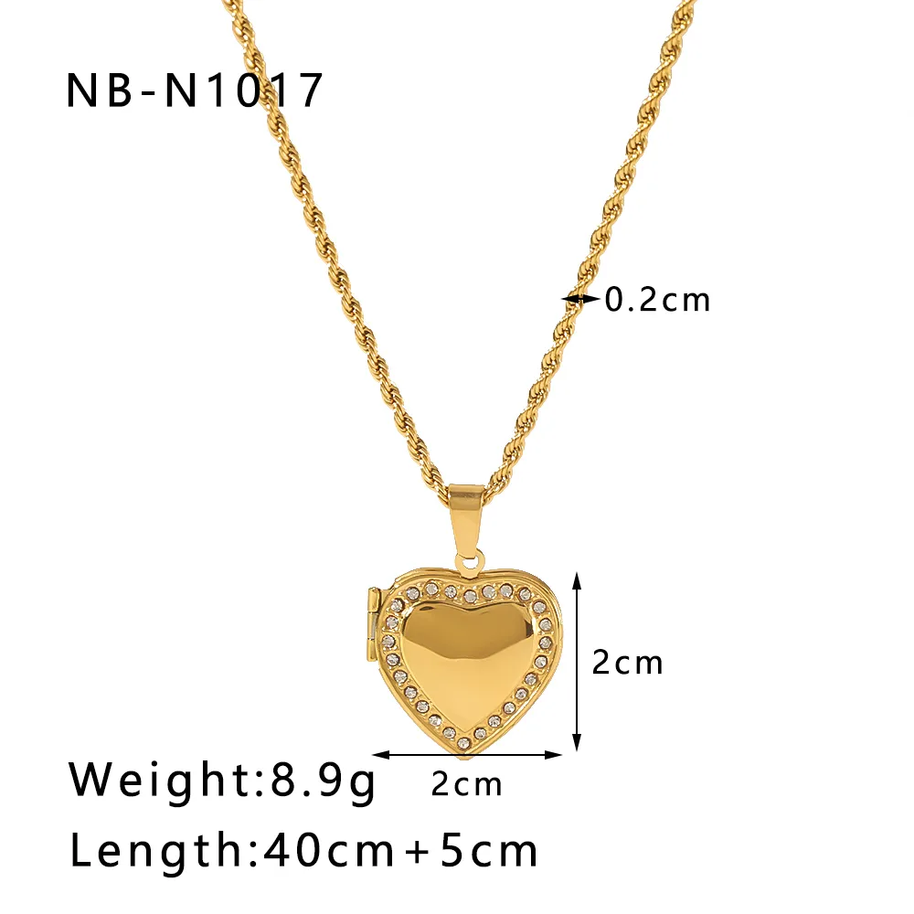 304 Stainless Steel 18K Gold Plated IG Style Simple Style Artistic Plating Hollow Out Inlay Envelope Heart Shape Rhinestones Pendant Necklace display picture 9