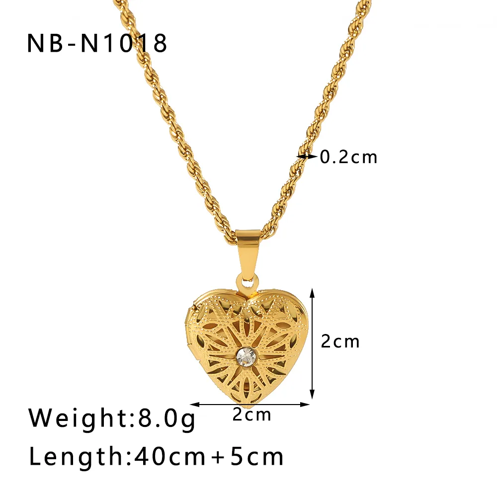 304 Stainless Steel 18K Gold Plated IG Style Simple Style Artistic Plating Hollow Out Inlay Envelope Heart Shape Rhinestones Pendant Necklace display picture 11