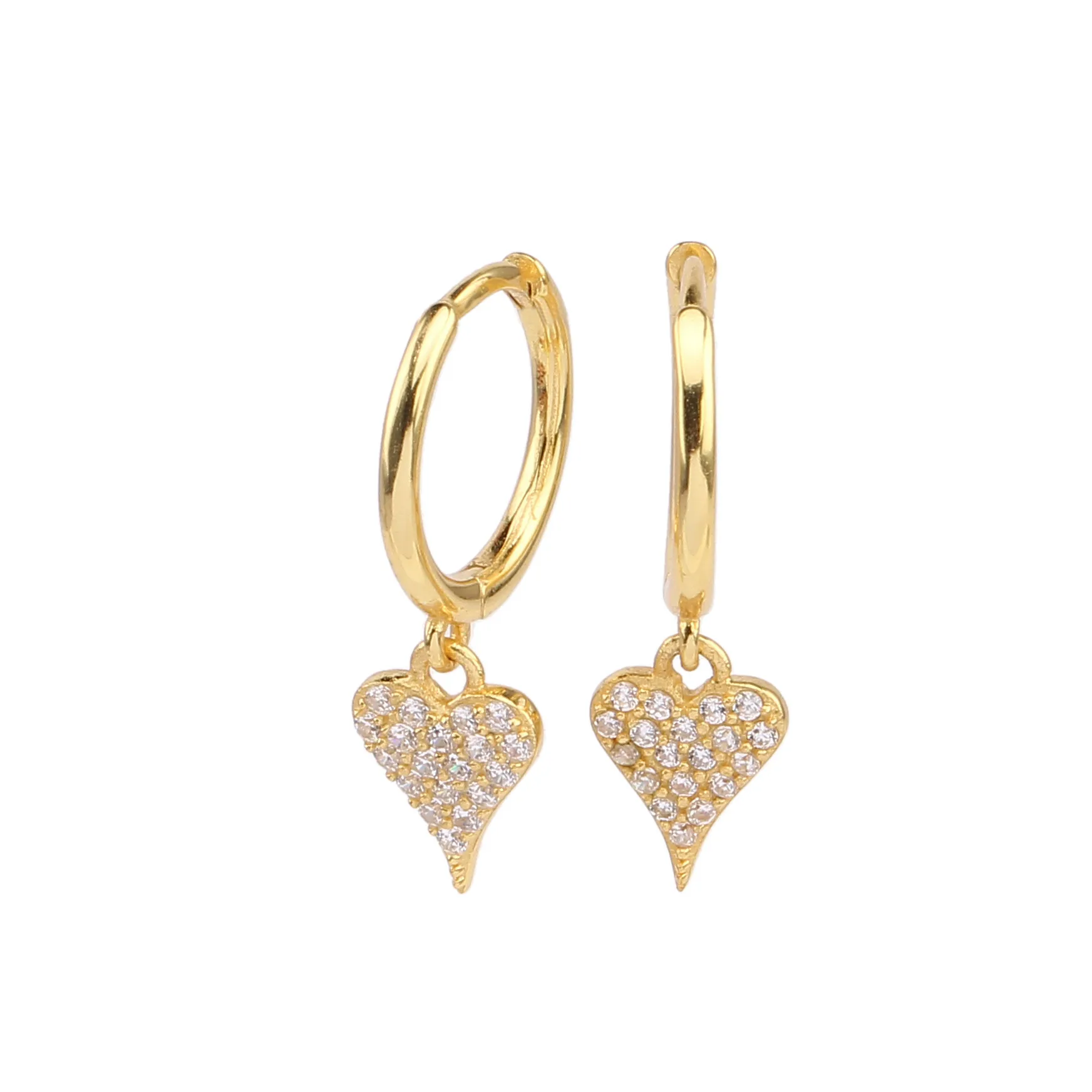 1 Pair 925 Sterling Silver Zircon Heart Shape Drop Earrings display picture 1