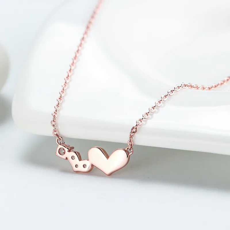 925 Sterling Silver Plated Cable Chain Polishing Plating Chain Love Heart Shape Pendant Necklace display picture 2