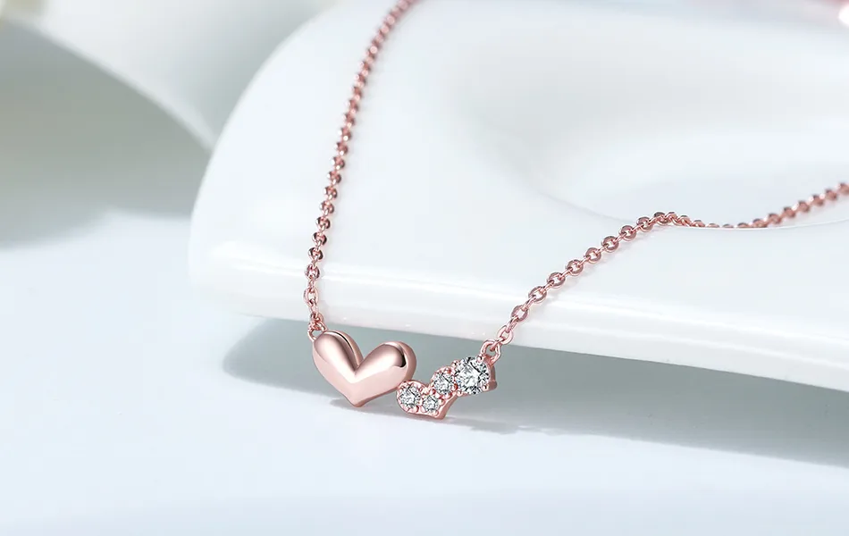 925 Sterling Silver Plated Cable Chain Polishing Plating Chain Love Heart Shape Pendant Necklace display picture 6