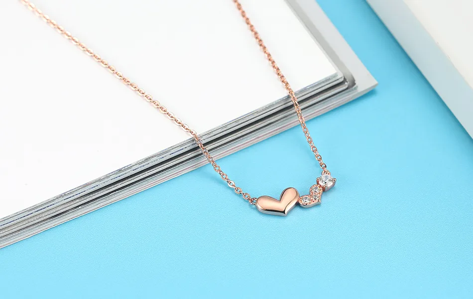 925 Sterling Silver Plated Cable Chain Polishing Plating Chain Love Heart Shape Pendant Necklace display picture 7