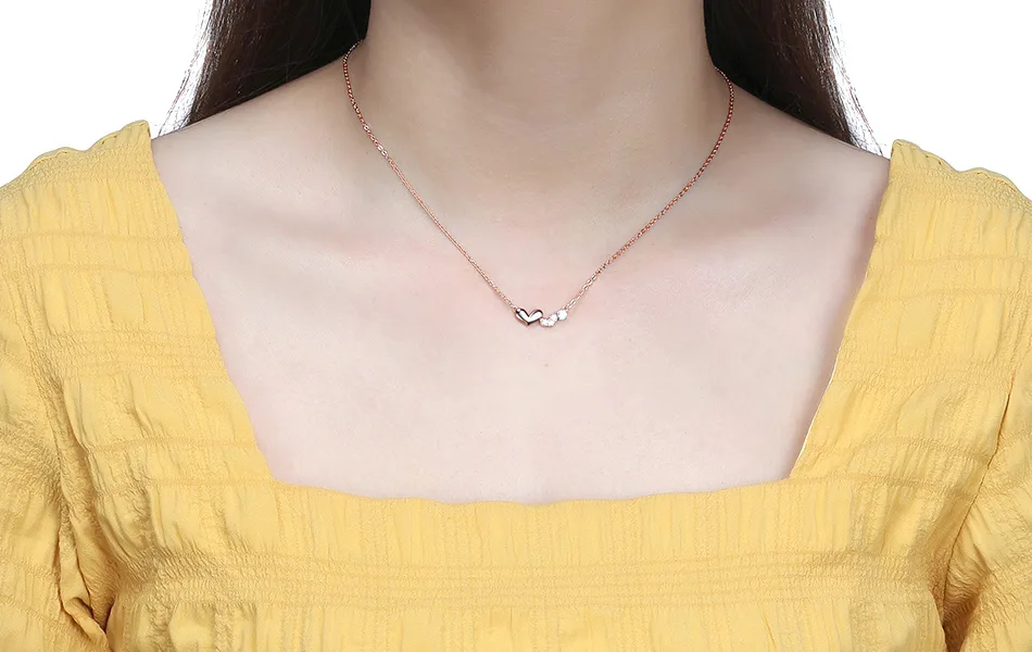 925 Sterling Silver Plated Cable Chain Polishing Plating Chain Love Heart Shape Pendant Necklace display picture 8