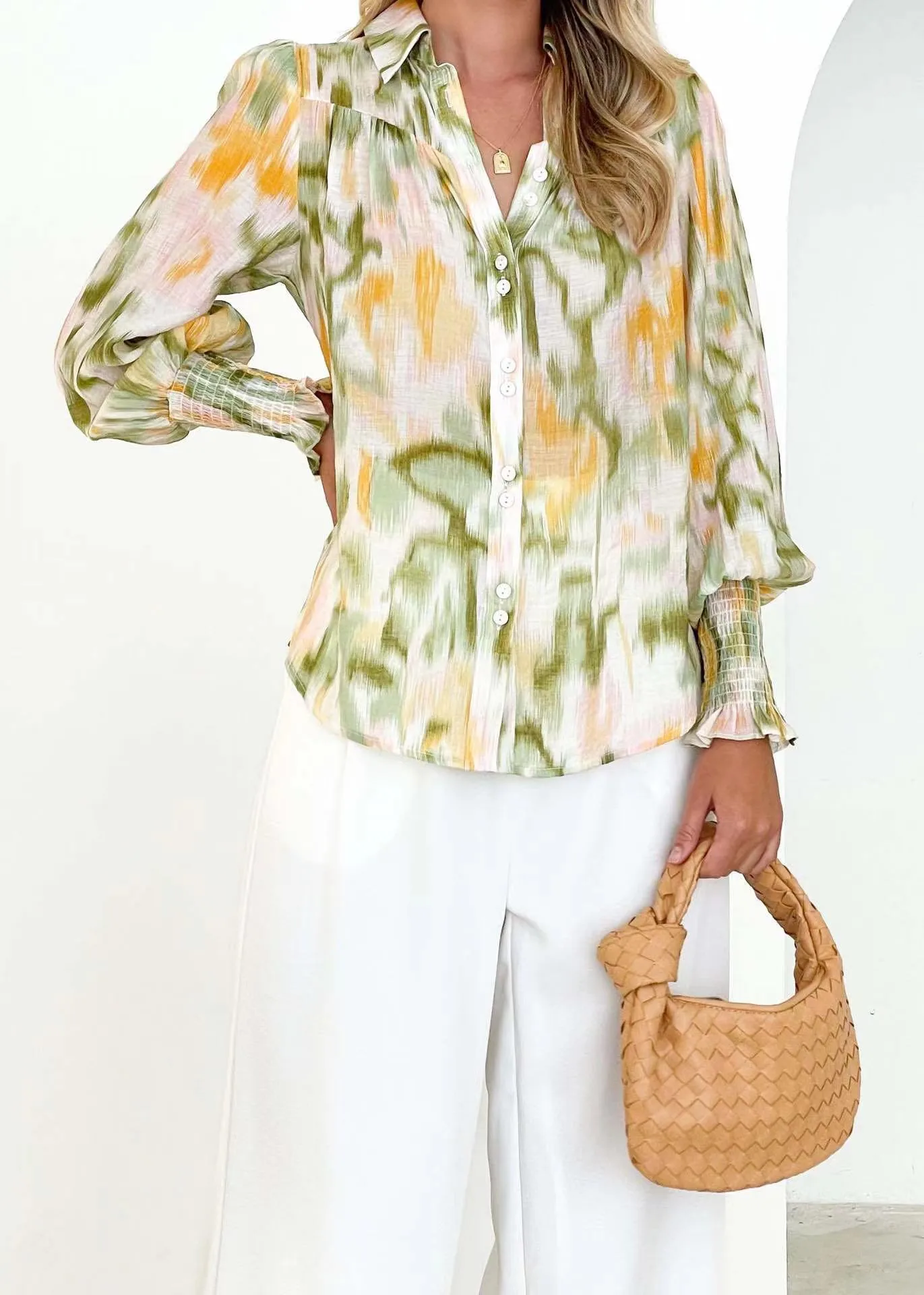 Women's Blouse Long Sleeve Blouses Novelty Color Block display picture 2