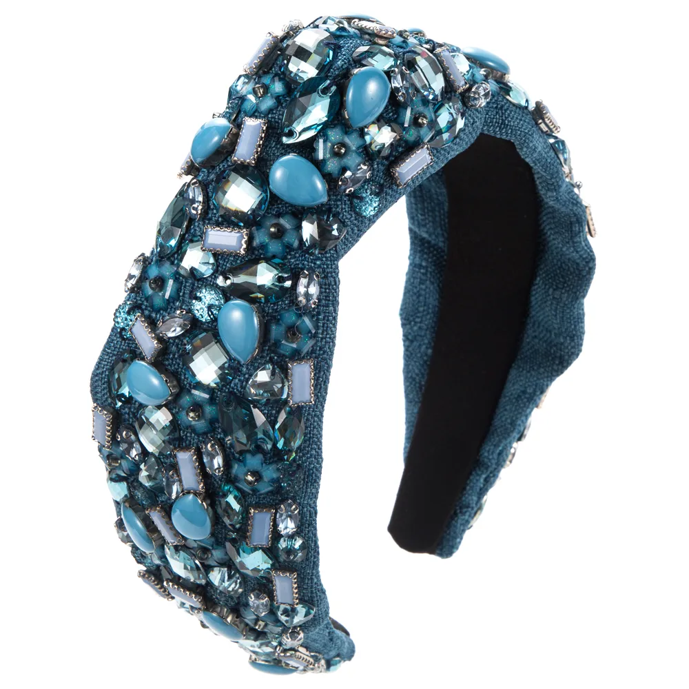 Women's Elegant Glam Geometric Alloy Cloth Inlay Resin Glass Hair Band display picture 7