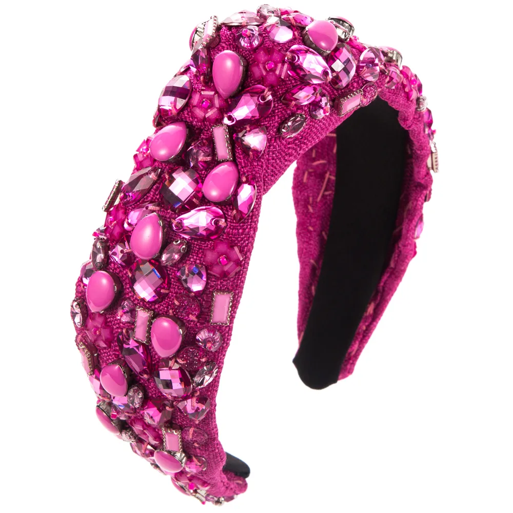 Women's Elegant Glam Geometric Alloy Cloth Inlay Resin Glass Hair Band display picture 5