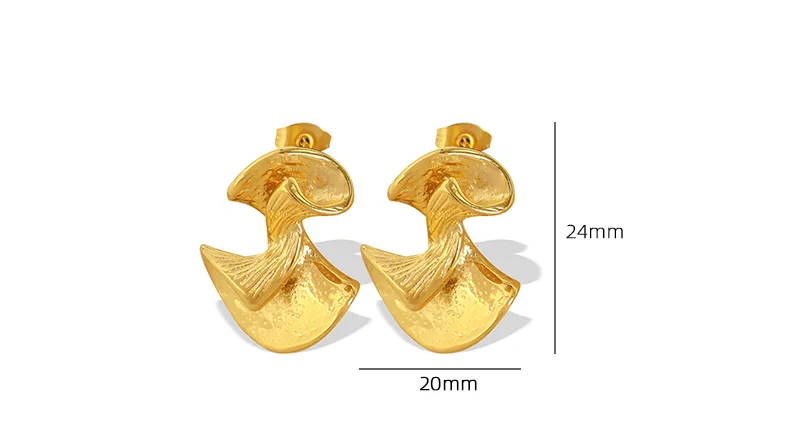 1 Pair Elegant Vintage Style Irregular Plating 304 Stainless Steel Titanium Steel 18K Gold Plated Ear Studs display picture 1
