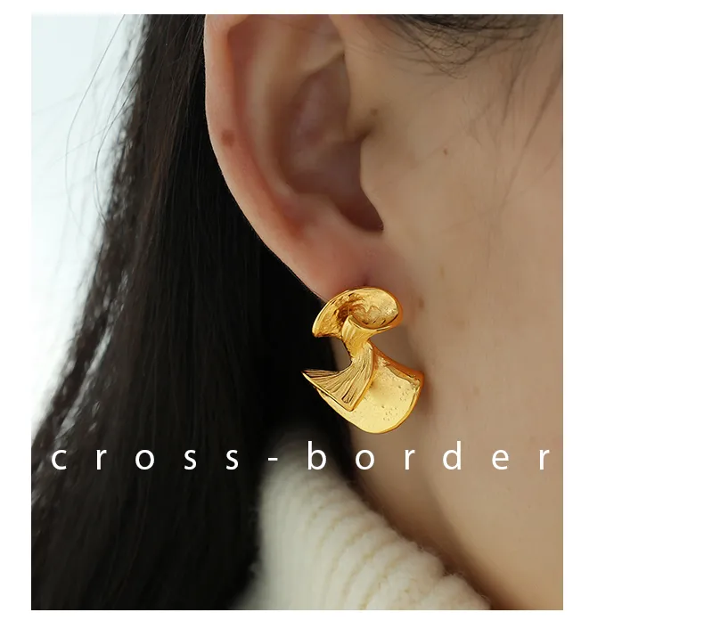 1 Pair Elegant Vintage Style Irregular Plating 304 Stainless Steel Titanium Steel 18K Gold Plated Ear Studs display picture 9