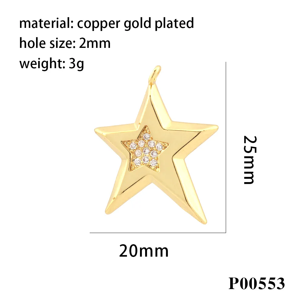 1 Piece Ig Style Pentagram Sun Heart Shape Copper Inlay Pendant Jewelry Accessories display picture 3