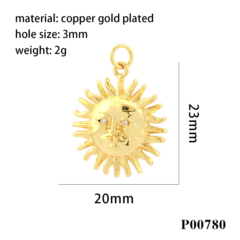 1 Piece Ig Style Pentagram Sun Heart Shape Copper Inlay Pendant Jewelry Accessories display picture 6