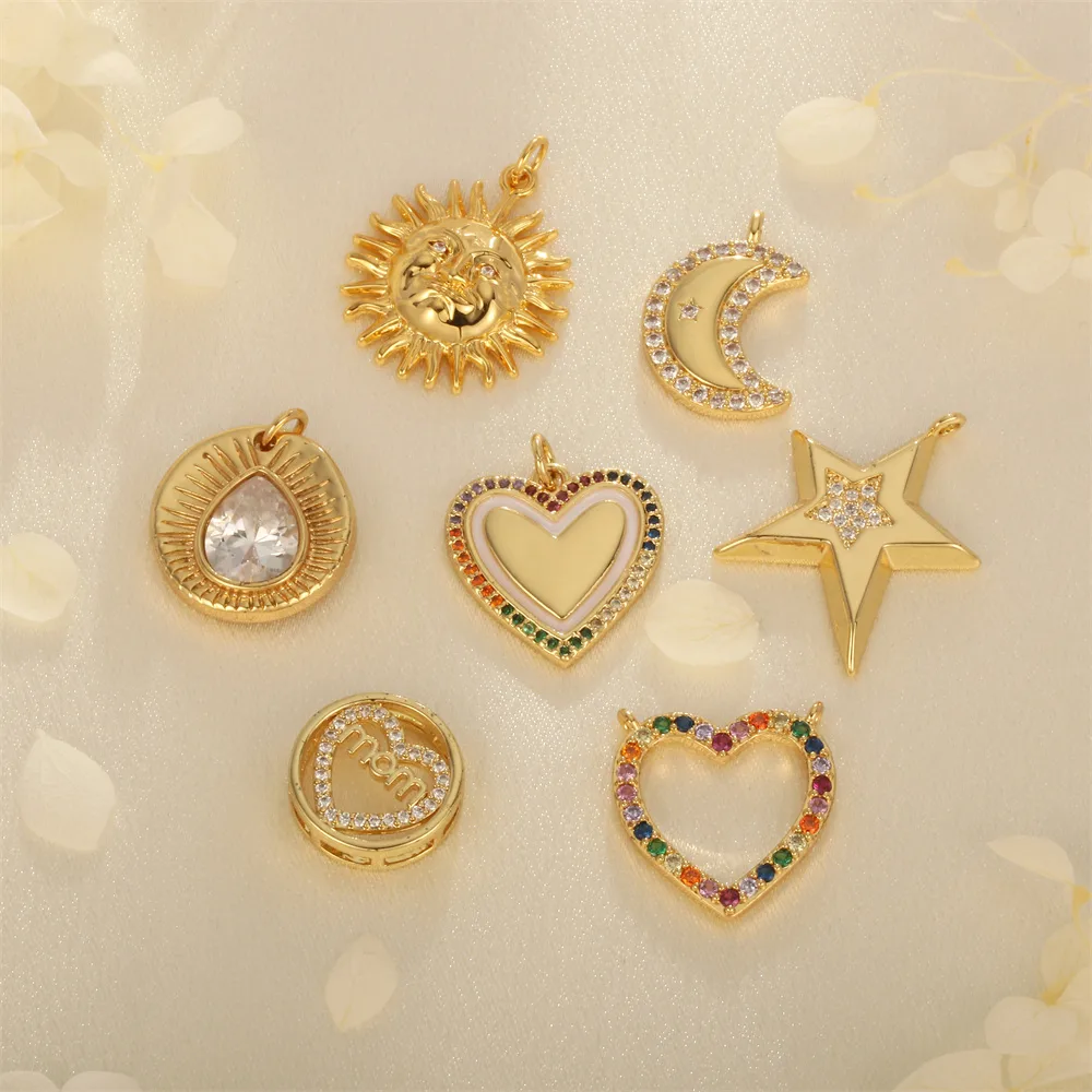 1 Piece Ig Style Pentagram Sun Heart Shape Copper Inlay Pendant Jewelry Accessories display picture 9