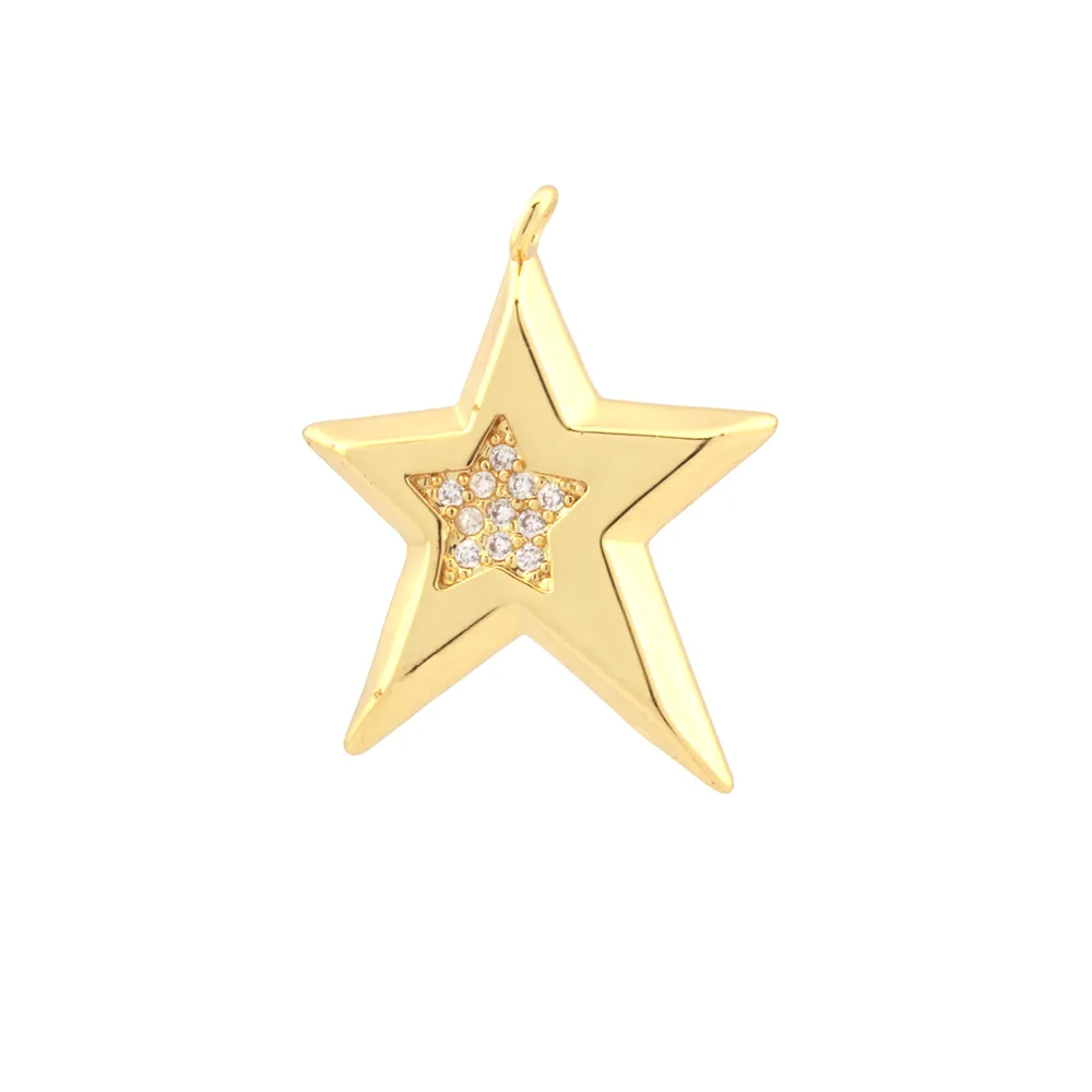 1 Piece Ig Style Pentagram Sun Heart Shape Copper Inlay Pendant Jewelry Accessories display picture 12