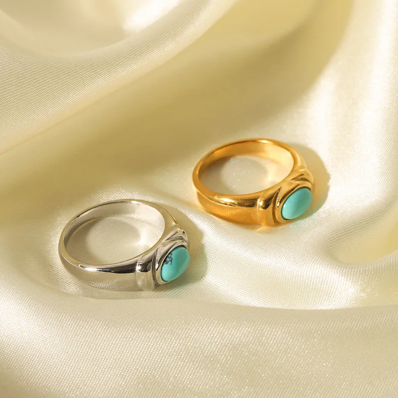 Wholesale Jewelry IG Style Retro Geometric 304 Stainless Steel Natural Stone Rhinestones Zircon 18K Gold Plated Polishing Plating Inlay Rings display picture 5