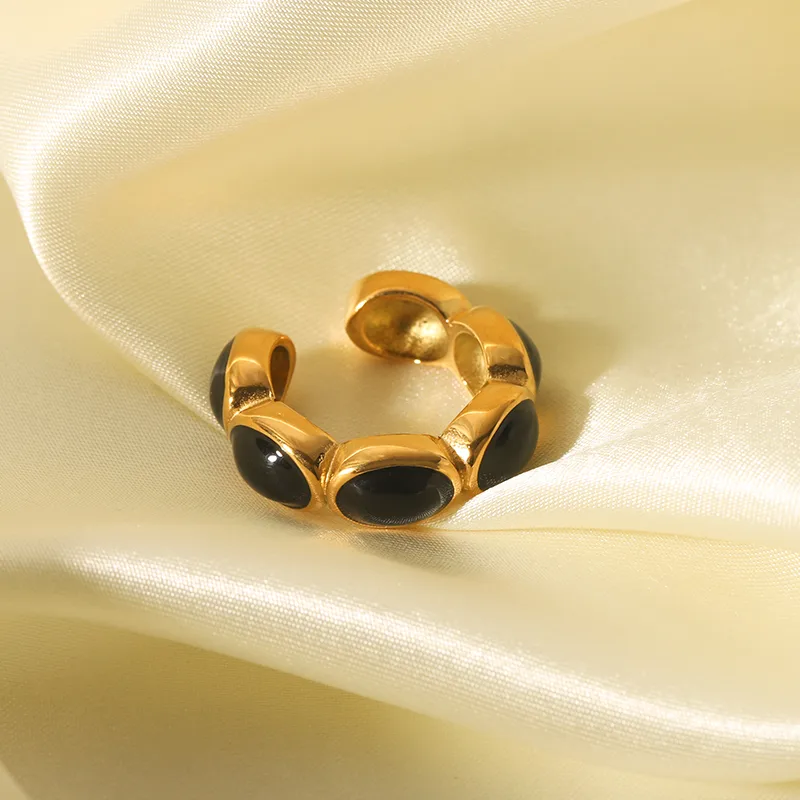 Wholesale Jewelry IG Style Retro Geometric 304 Stainless Steel Natural Stone Rhinestones Zircon 18K Gold Plated Polishing Plating Inlay Rings display picture 8