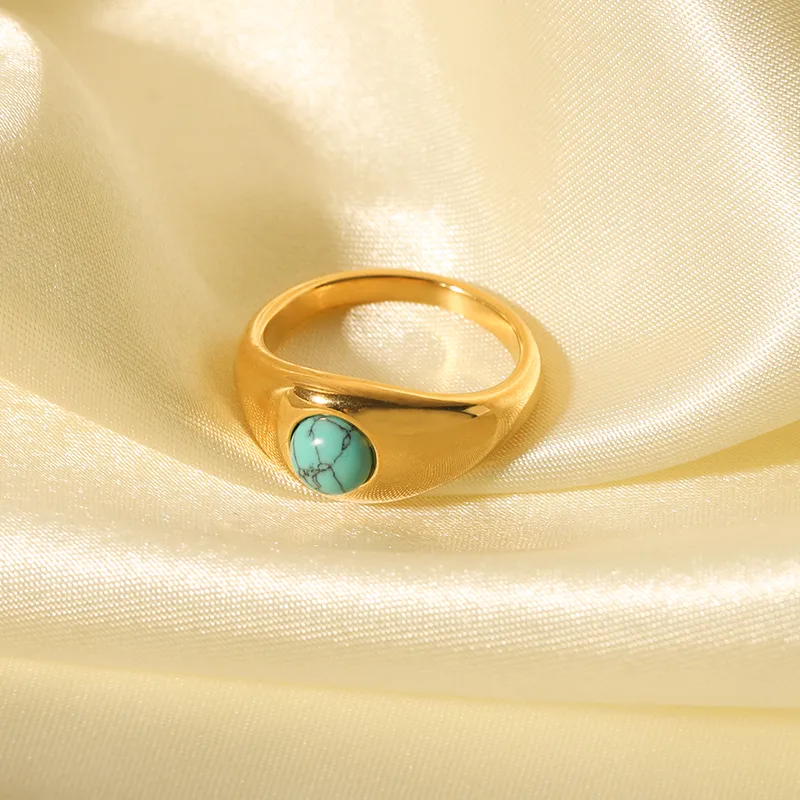 Wholesale Jewelry IG Style Retro Geometric 304 Stainless Steel Natural Stone Rhinestones Zircon 18K Gold Plated Polishing Plating Inlay Rings display picture 11