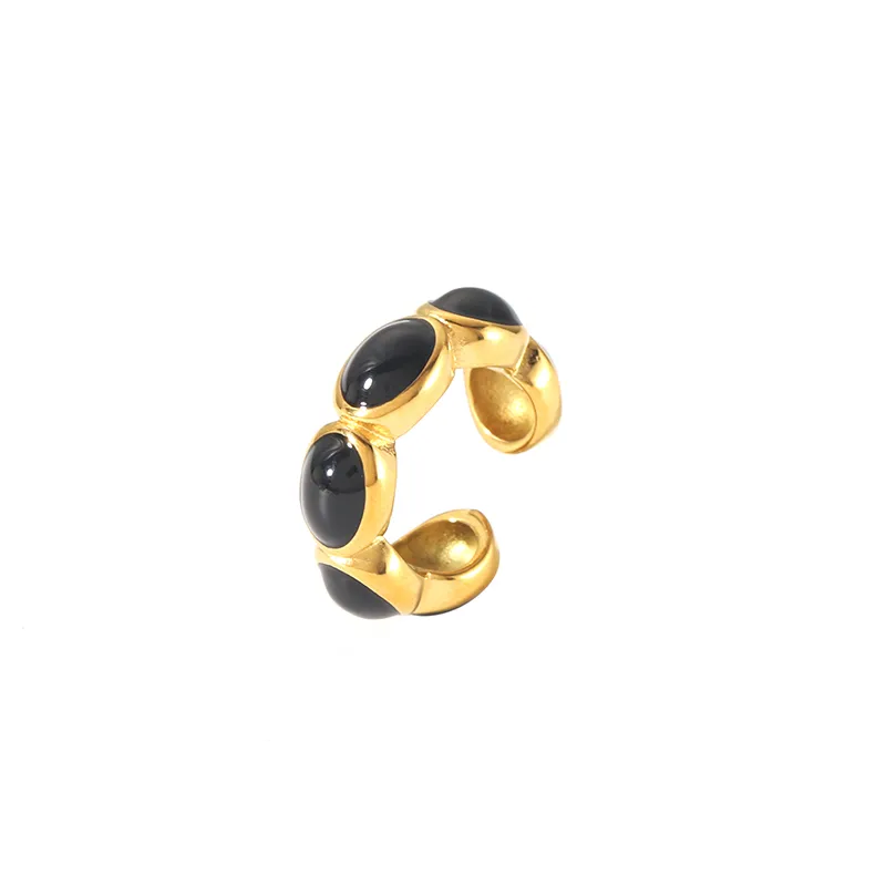 Wholesale Jewelry IG Style Retro Geometric 304 Stainless Steel Natural Stone Rhinestones Zircon 18K Gold Plated Polishing Plating Inlay Rings display picture 13