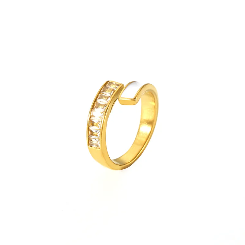 Wholesale Jewelry IG Style Retro Geometric 304 Stainless Steel Natural Stone Rhinestones Zircon 18K Gold Plated Polishing Plating Inlay Rings display picture 22