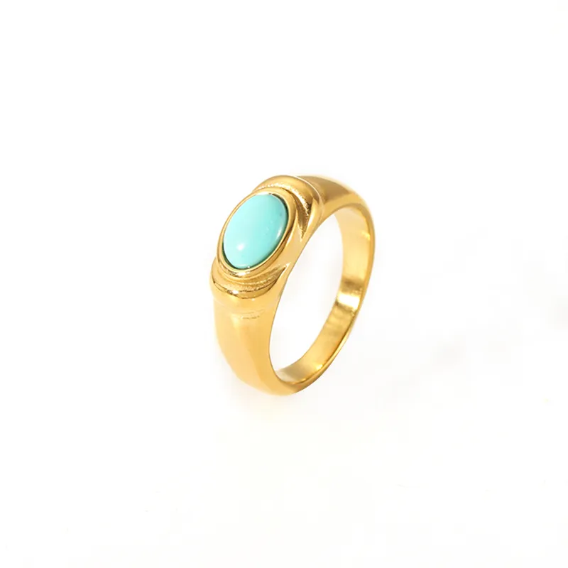 Wholesale Jewelry IG Style Retro Geometric 304 Stainless Steel Natural Stone Rhinestones Zircon 18K Gold Plated Polishing Plating Inlay Rings display picture 17