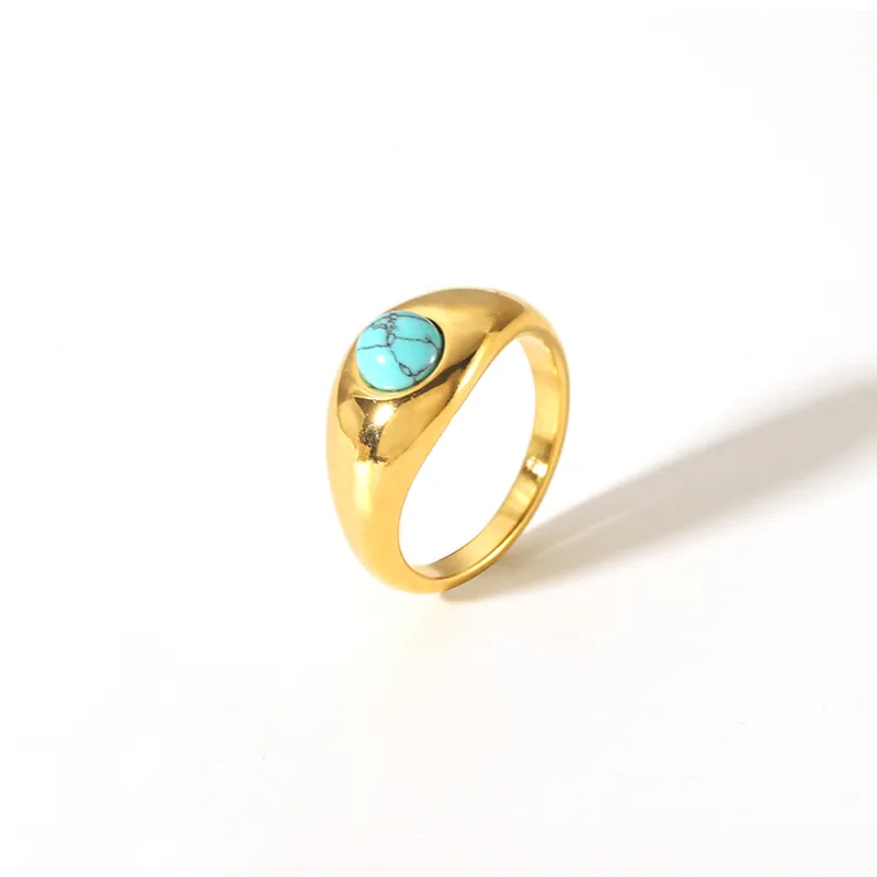 Wholesale Jewelry IG Style Retro Geometric 304 Stainless Steel Natural Stone Rhinestones Zircon 18K Gold Plated Polishing Plating Inlay Rings display picture 20