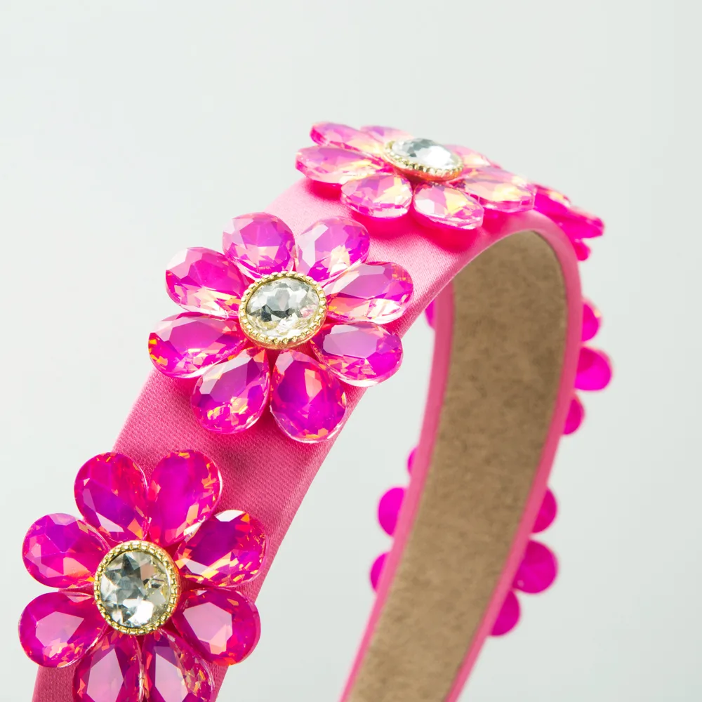 Women's Elegant Flower Cloth Plating Inlay Glass Drill Hair Band display picture 3