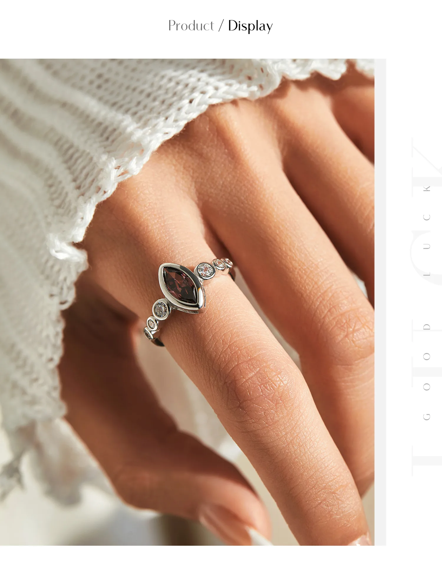 Elegant Simple Style Horse Eye Sterling Silver Plating Inlay Zircon Rhodium Plated Rings display picture 5