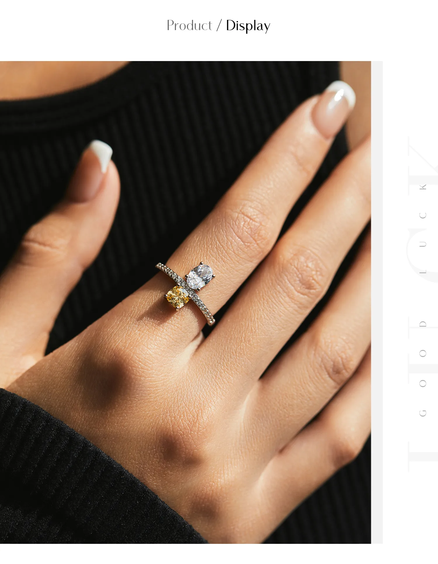 925 Sterling Silver Zircon Round Square Rings display picture 5