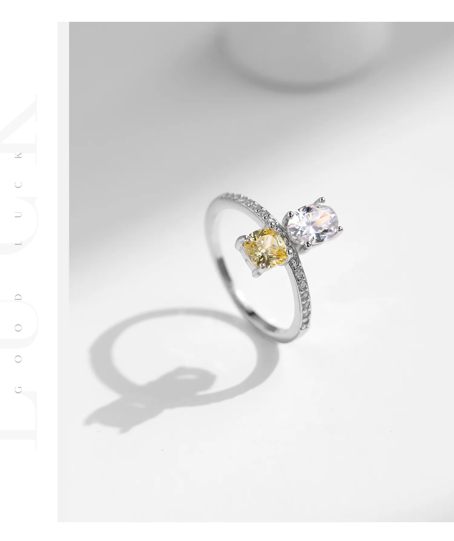 925 Sterling Silver Zircon Round Square Rings display picture 6
